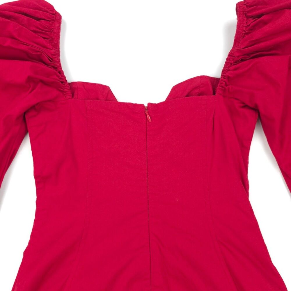 OH POLLY Steal Their Heart Puff Sleeve Mini Dress Red Romantic Cottagecore Sexy - Picture 8 of 10